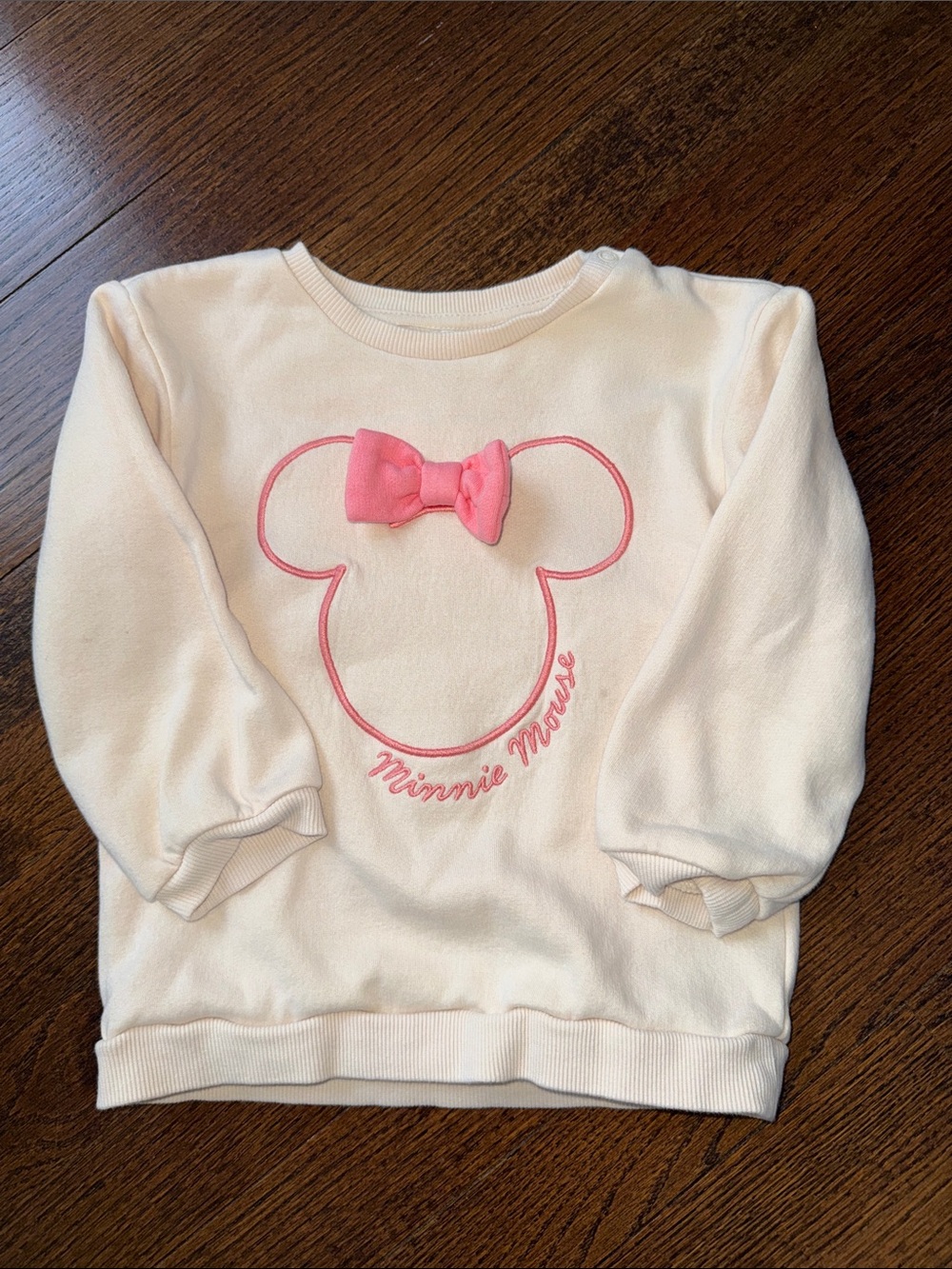 H&M Cream Sweatshirt with Pink Minnie Mouse Bow